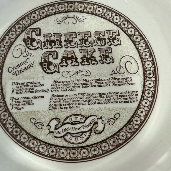 Royal China Jeannette Cheesecake Ceramic Pie Dish Creamy Dreamy Directions - Picture 4 of 12